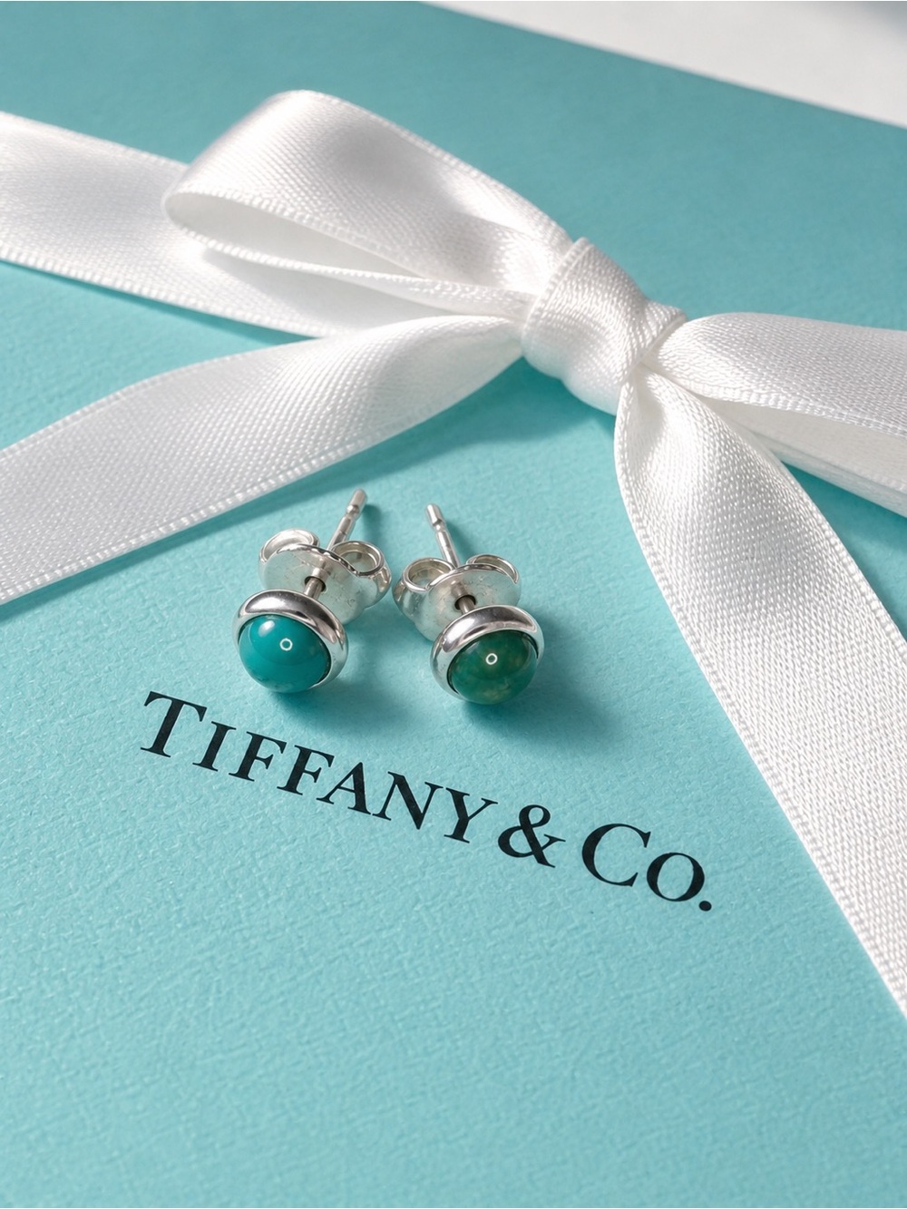 Authentic Tiffany & Co Turquoise Green Stud Earrings